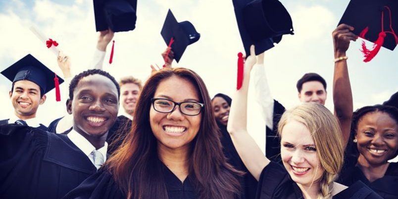 Group of Diverse International Students Celebrating Graduation