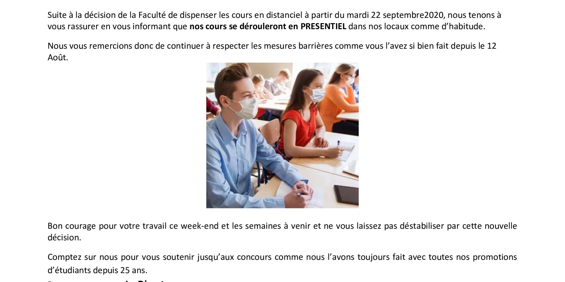 cours en PRESENTIEL à CONCOURS SUP – 18 septembre 2020