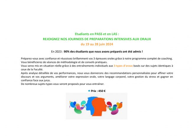 Préparation aux ORAUX Juin 2024